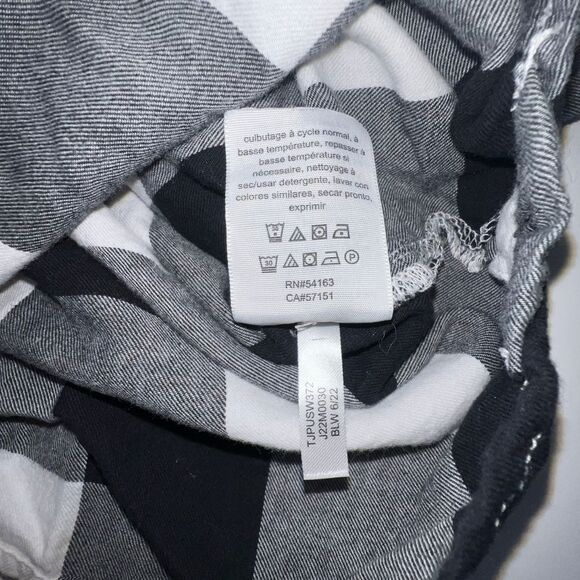 Tommy Hilfiger Shirt Women Medium Black Plaid Collard Classic Everday Henley Top - Picture 8 of 10